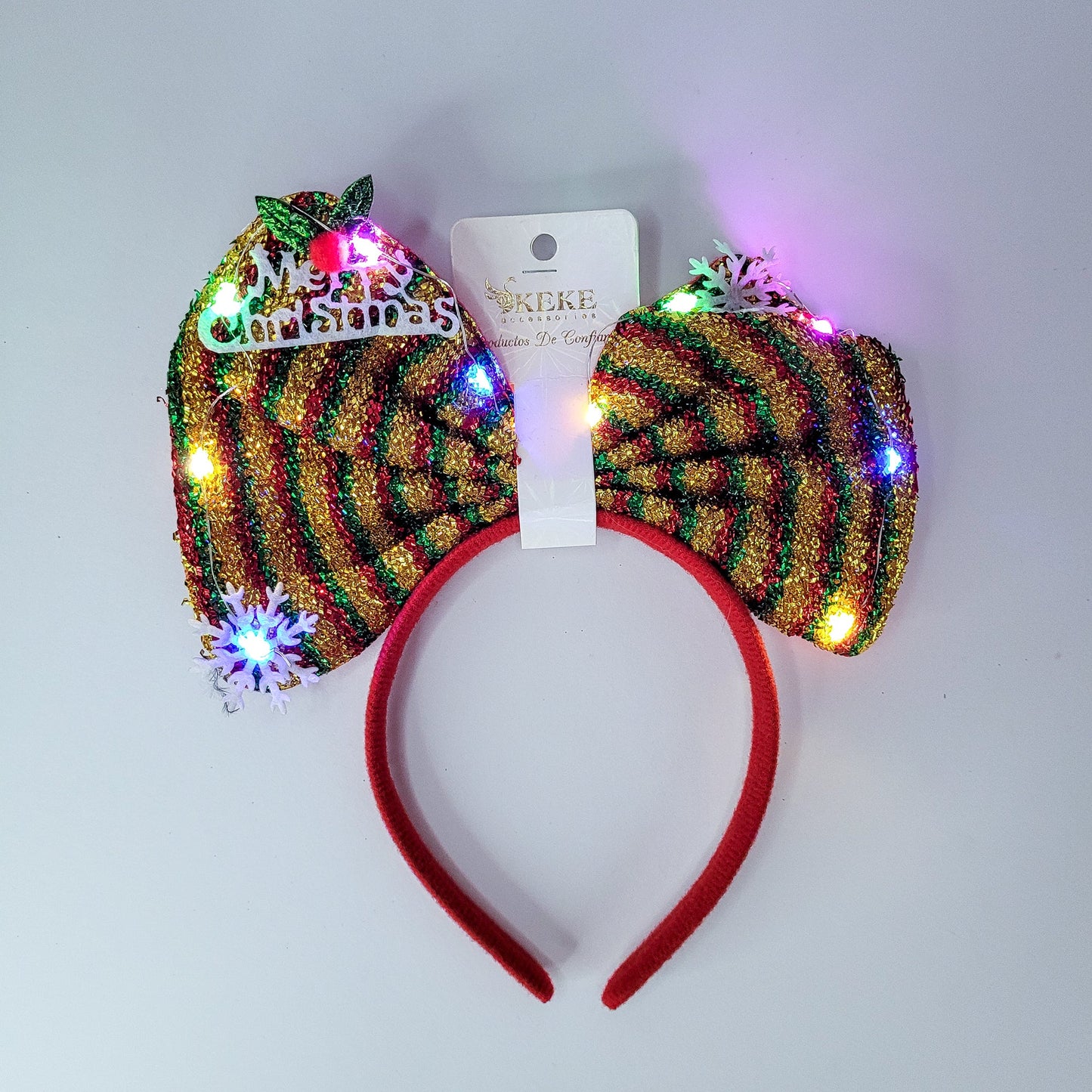 Diadema navidena con luces