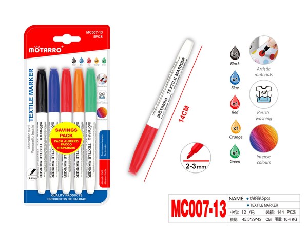 Marcador textil 5pcs mc007-13