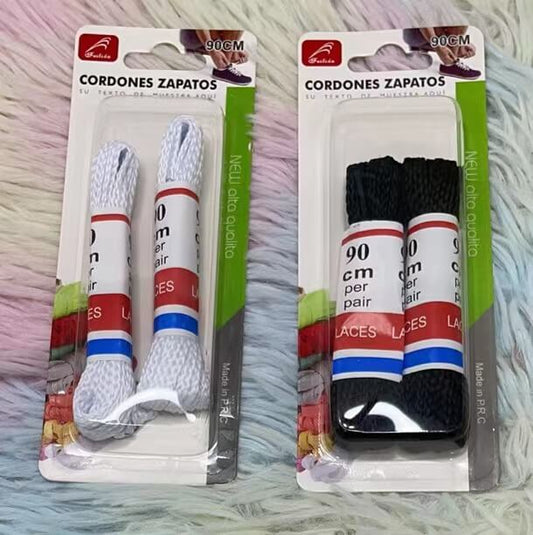 Cordones d/zapato blanco/negro90cm 07869