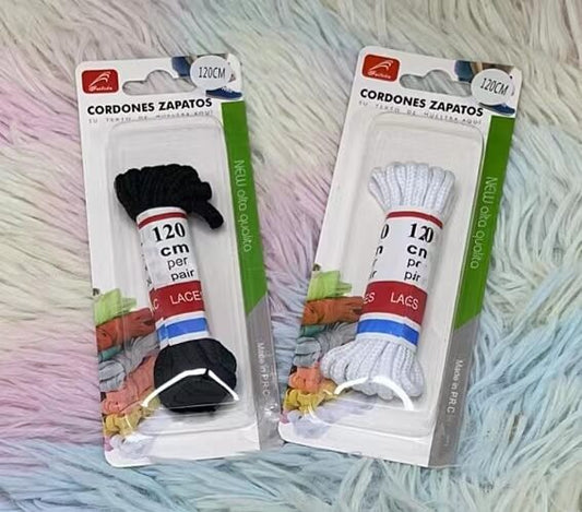 Cordones d/zapato blanco/negro120cm 07868