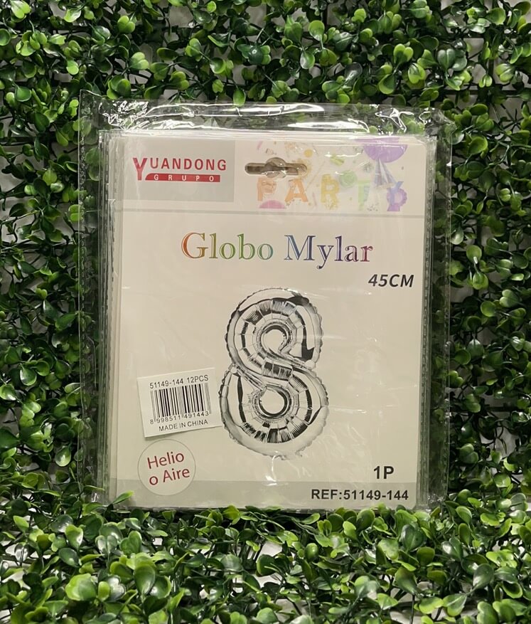 Globo metalico plateado #8 45cm51149-144