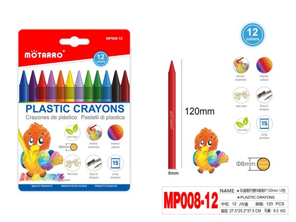 Crayones de plastico 12pcsmp008-12