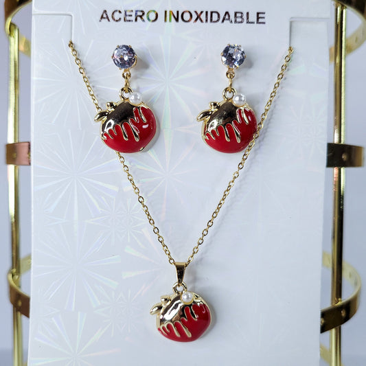 Set de collar cereza 2pcs