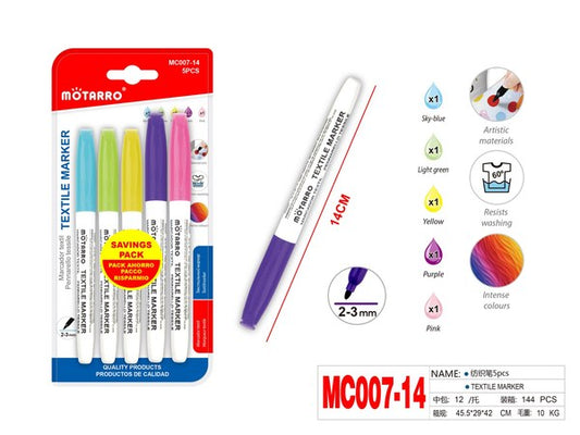 Marcador textil 5pcs mc007-14
