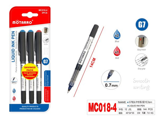Lapicero c/tinta g7 3pcs mc018-4