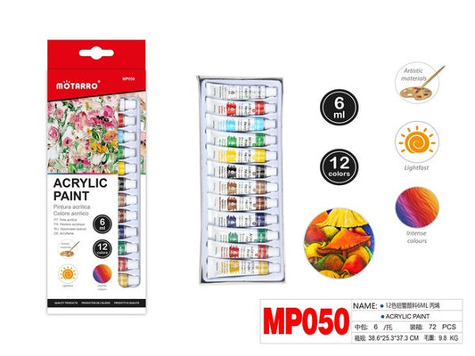 Pintura acrilica 6ml 12 coloresmp050