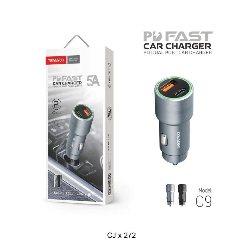 Cargador para auto pd*qc 3.0 metal