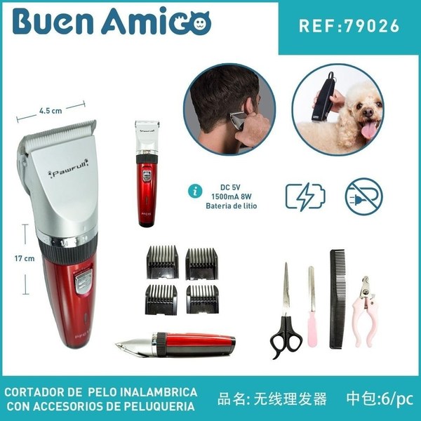 Cortodor de pelo inalambricacon accesorios de peluqueria