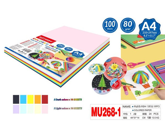 Papel de color 100 hojas mu268-1