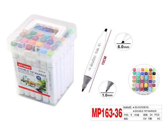 Marcador c/doble punta 36colores mp163-36