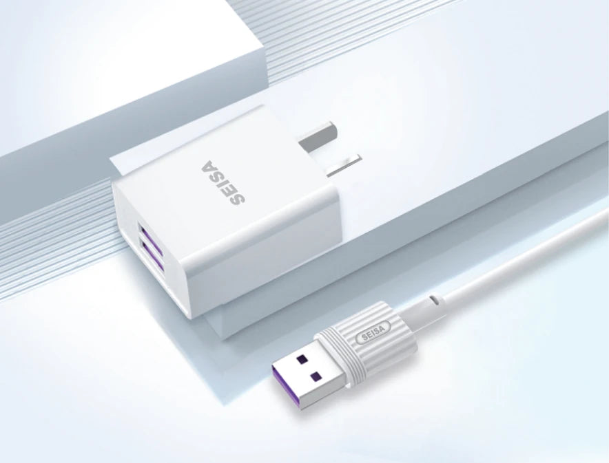 Cargador kit 2.1a+cable tipo-c 1m - 2 puertos usb