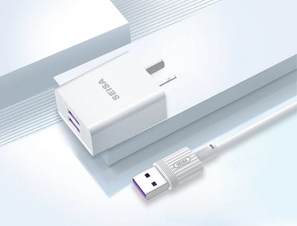 Cargador kit 2.1a+cable tipo-c 1m - 2 puertos usb