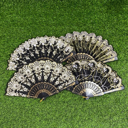 Abanico negro d/flor 51293-4