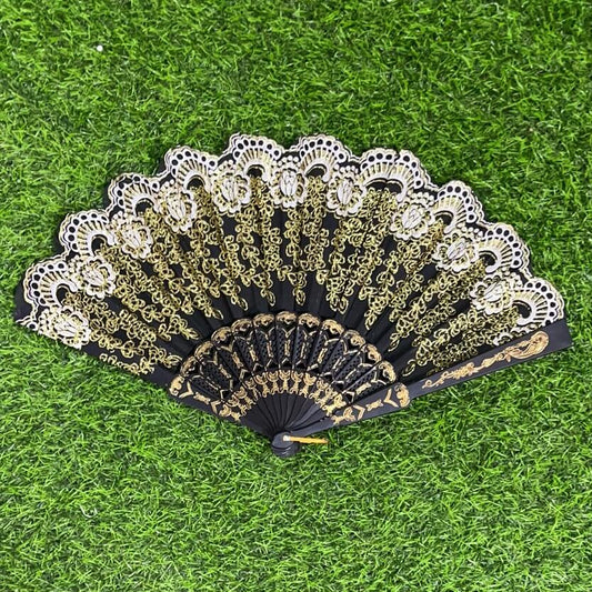 Abanico negro d/flor 51293-4