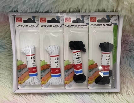 Cordones d/zapato blanco/negro120cm 07868