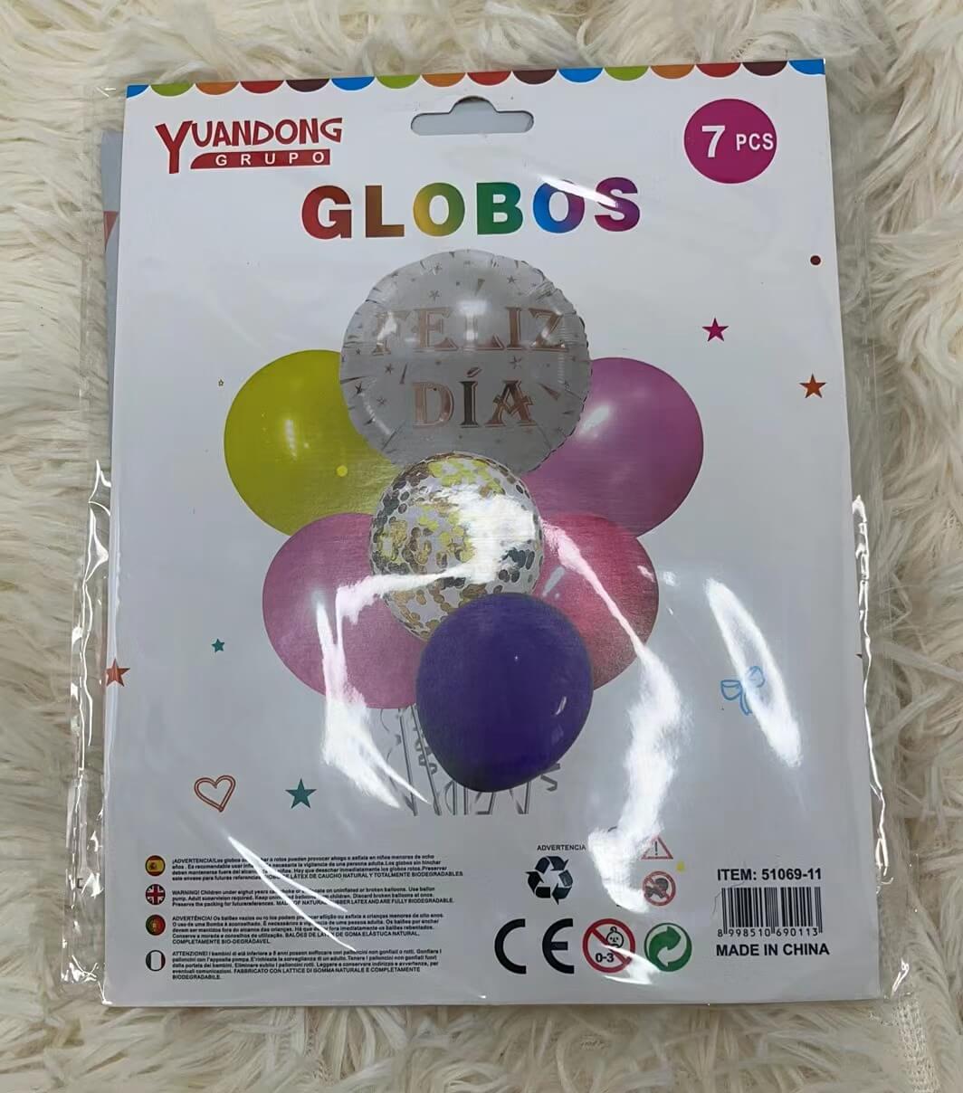 Globos colores feliz dia 7pcs51069-11