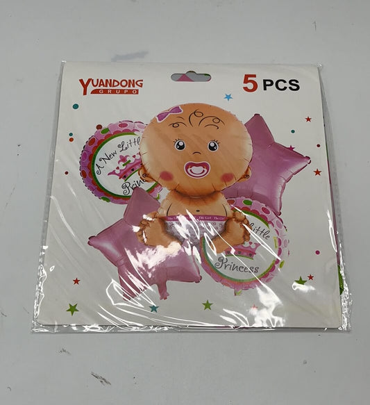 Of. globo metal nina rosado 5pcsf00949