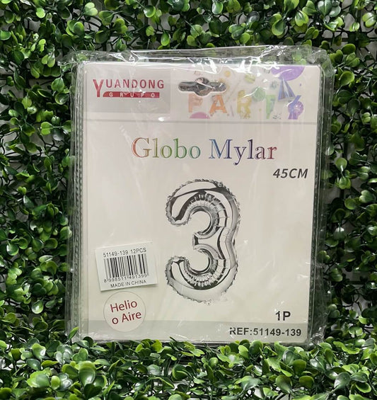 Globo metalico plateado #3 45cm51149-139