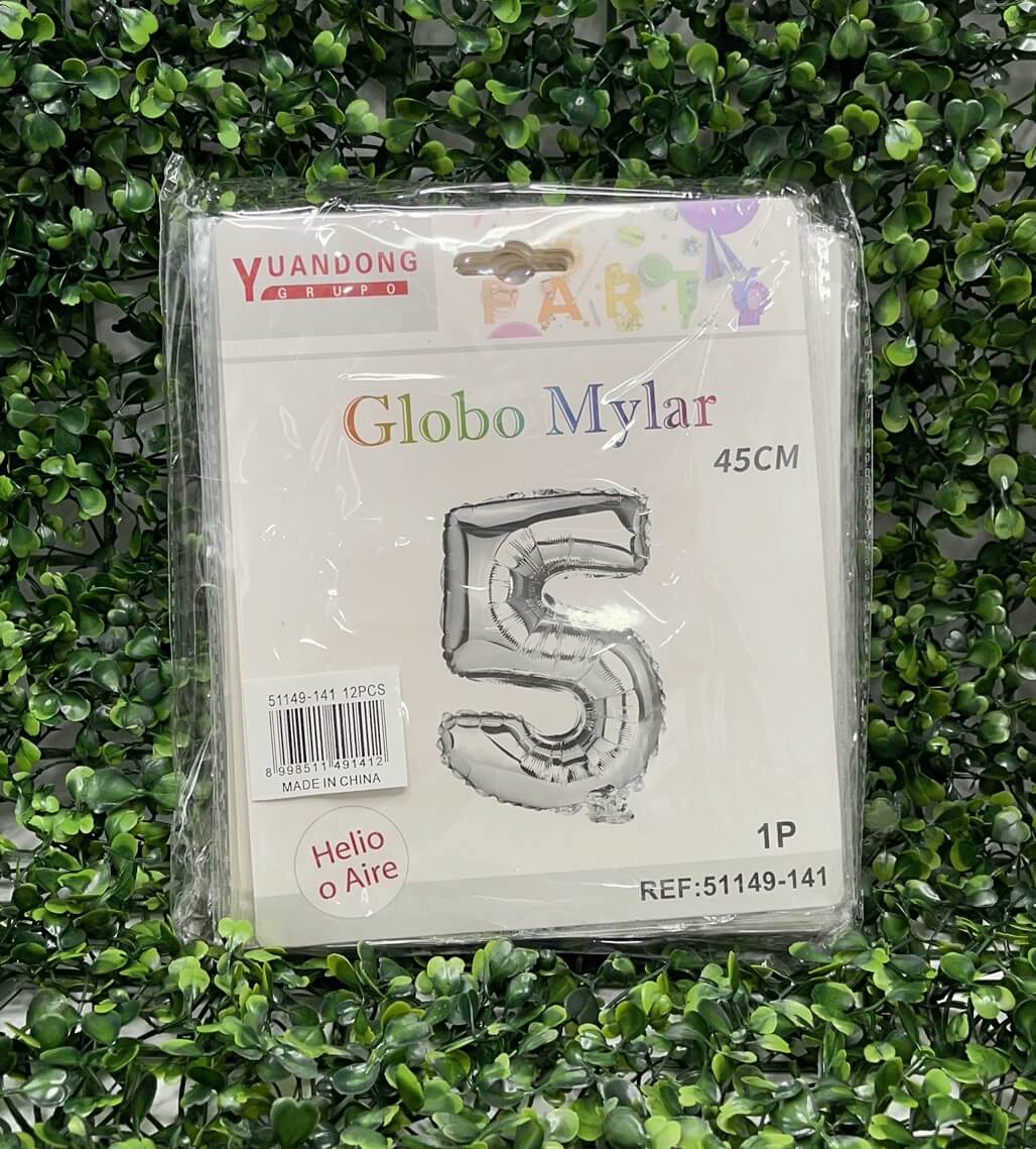 Globo metalico plateado #5 45cm51149-141