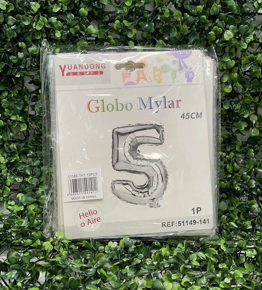 Globo metalico plateado #5 45cm51149-141