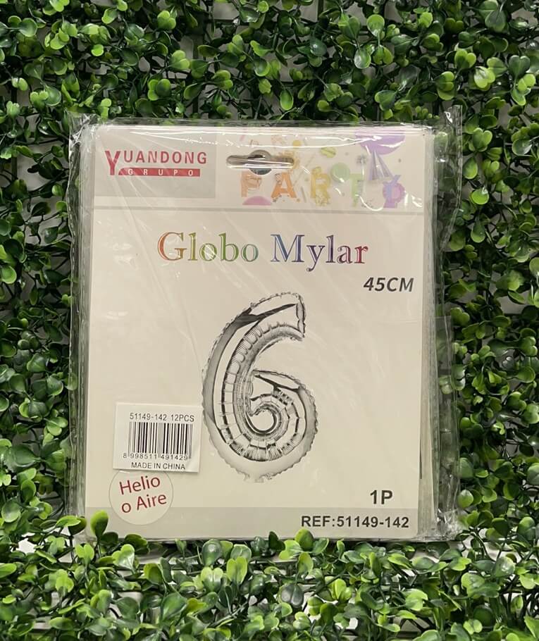Globo metalico plateadp #6 45cm51149-142