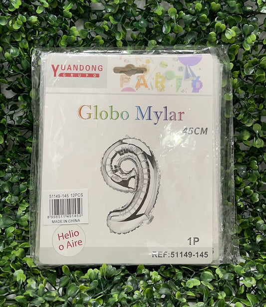 Globo metalico plateado #9 45cm51149-145
