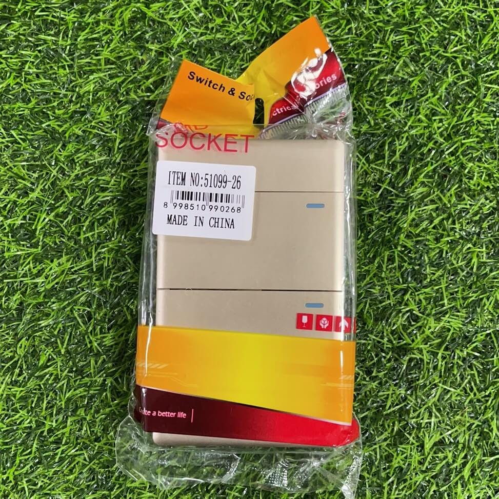 Interruptor doble c/luz dorado51099-26