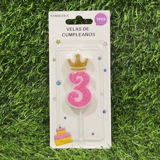 Vela numerica c/corona n3 6cm90243-153