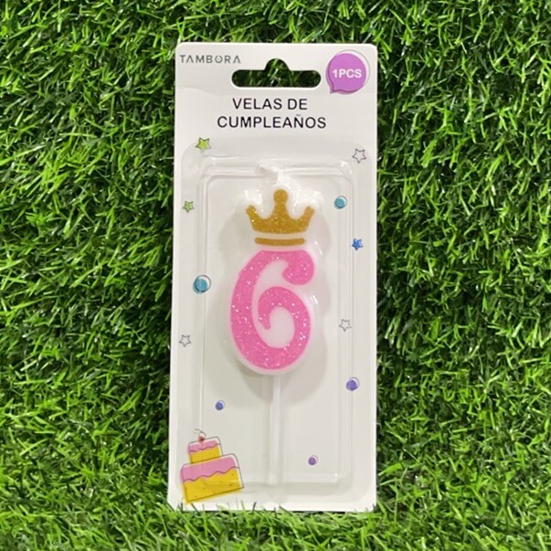 Vela numerica c/corona n6 6cm90243-156