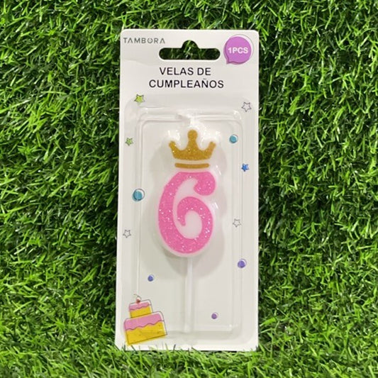 Vela numerica c/corona n6 6cm90243-156