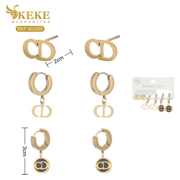 Aretes acero 3pares