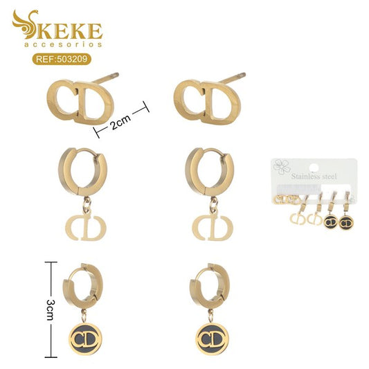 Aretes acero 3pares