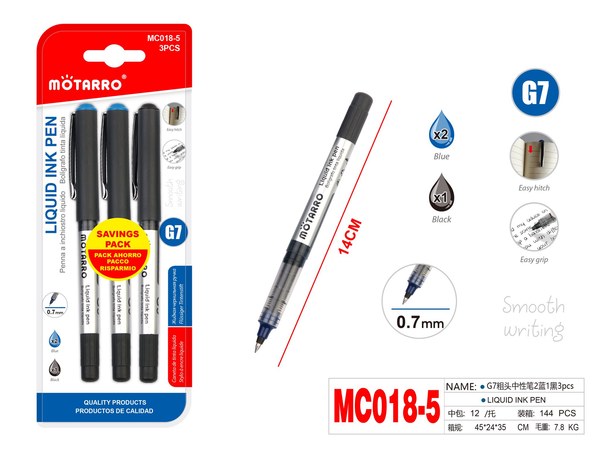 Lapicero c/tinta g7 3pcs mc018-5