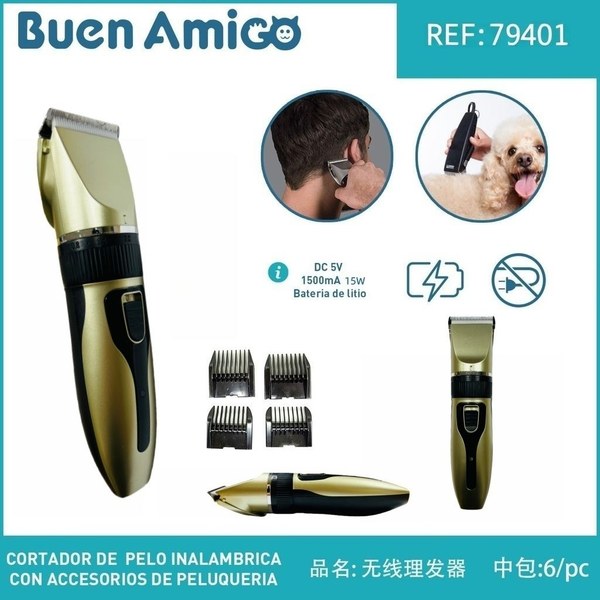 Cortodor de pelo inalambricacon accesorios de peluqueria