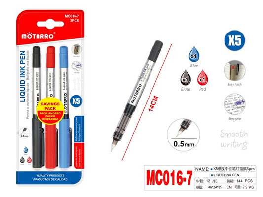 Lapicero c/tinta x5 3pcs mc016-7
