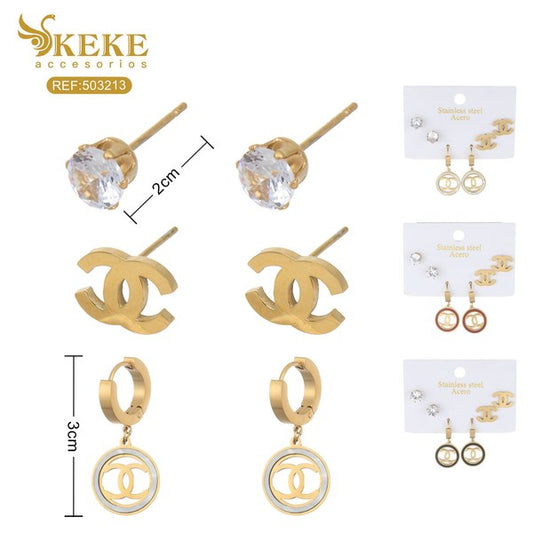 Aretes acero 3pares