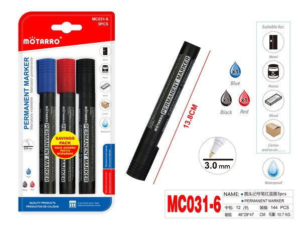 Marcador permanente 3pcsmc031-6